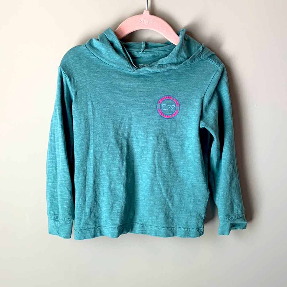 Vineyard Vines Shirt Girls Turquoise Pink Whale Hoodie Long Sleeve Kids